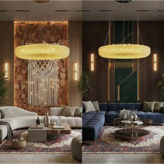 Lightplanet Κρεμαστό Φωτιστικό Χρυσό LED με Κρύσταλλα