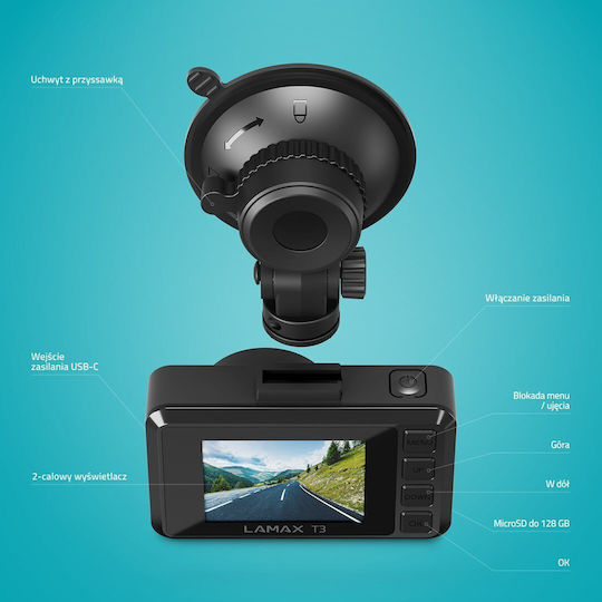 Lam T3 Κάμερα DVR Αυτοκινήτου 1080P με Οθόνη 2"
