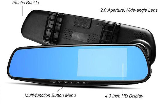 Комплект Огледало Камера DVR за Автомобил 1080p Екран 4.3 Клипс и Задна Камера