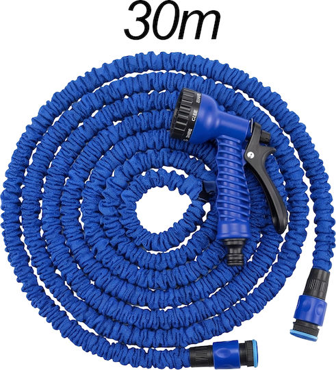 Avizar Expandable Garden Hose 30m Spray Gun Blue
