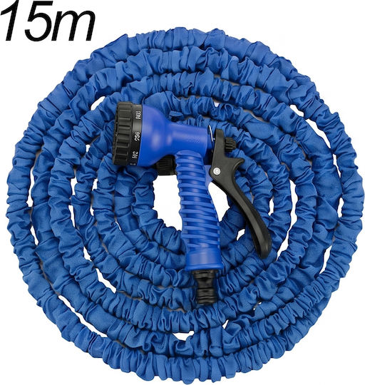 Avizar Expandable Garden Hose 15m Spray Gun Blue