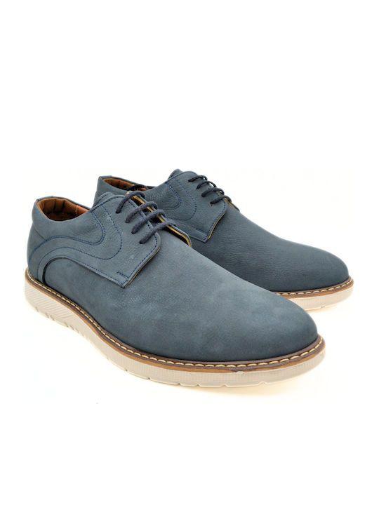 Herren Freizeitschuhe Aus Leder Blau DR431 Blau Nubuck