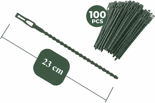 Set 100 Legături pentru Plante Zola Reutilizabile Reglabile Suport de Legare Rezistent la Vreme 23 Cm