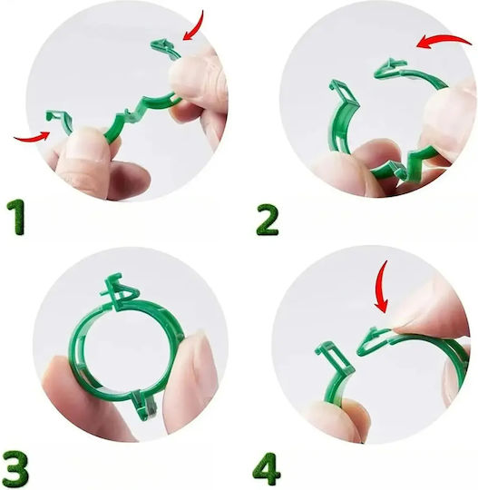 Set 50 Plant Tying Clips Zola Quick Fastening Uv Moisture Resistant Plastic Green