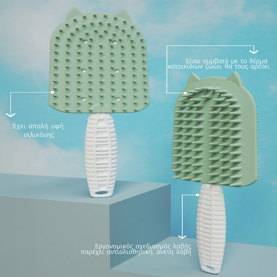 Femmit Silicone Soft Cat & Dog Brush Double Sided Grooming Hair Collection Comb Grey