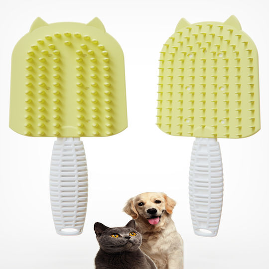 Femmit Silicone Soft Cat & Dog Brush Double Sided Grooming Hair Collection Comb Yellow