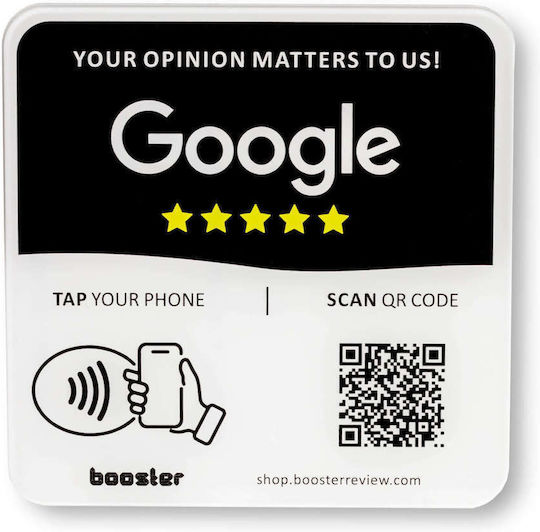 Tap Google Review Plate Tap Instant Reviews Compatible All Phones Reusable Smart Tap Nfc & Qr 12 X 12 Cm Mount Anywhere 3m Adhesive 10-pack