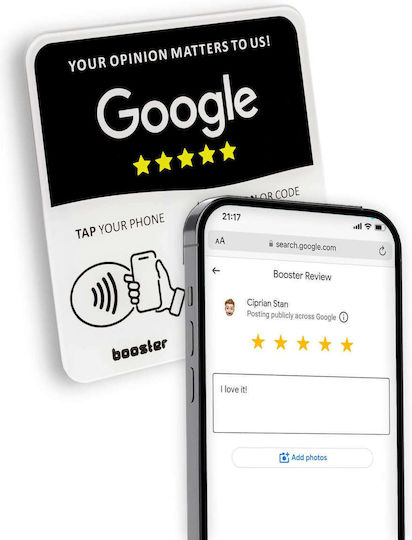 Tap Google Review Plate Tap Instant Reviews Compatible All Phones Reusable Smart Tap Nfc & Qr 12 X 12 Cm Mount Anywhere 3m Adhesive 10-pack