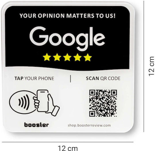 Tap Google Review Plate Tap Instant Reviews Compatible All Phones Reusable Smart Tap Nfc & Qr 12 X 12 Cm Mount Anywhere 3m Adhesive 10-pack