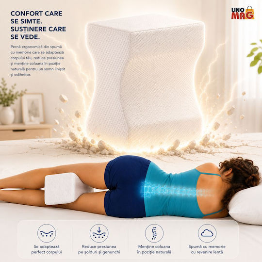 Linomag Orthopädisches Kissen für Beine mit Memory-Schaum 25x21x15cm in Weiß