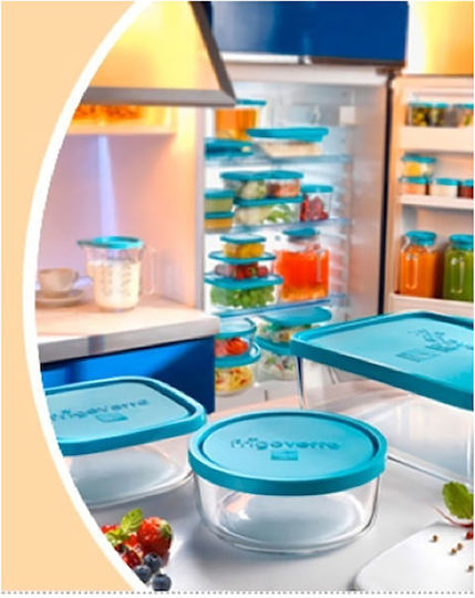 Bormioli Rocco Classic Frigoverre Lunchbox Glas Blue Geeignet für die Mikrowelle 750ml 1Stück