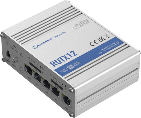 Teltonika RUTX12 v1 Drahtloser 4G Router Wi‑Fi 5 mit 5 Gigabit Ethernet LAN-Verbindungen