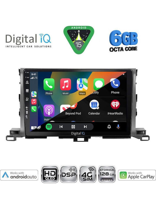 Digital IQ Car Audio System for Toyota Highlander 2014-2019 Bluetooth USB WiFi GPS Apple CarPlay Android Auto with 10" Touch Screen