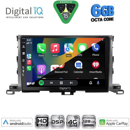 Digital IQ Ηχοσύστημα Αυτοκινήτου για Toyota Highlander 2014-2019 (Bluetooth/USB/WiFi/GPS/Apple-Carplay/Android-Auto) με Οθόνη Αφής 10"