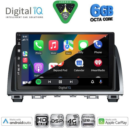 Digital IQ Car Audio System for Mazda 6 2012-2017 Bluetooth USB WiFi GPS Apple CarPlay Android Auto with 9" Touch Screen