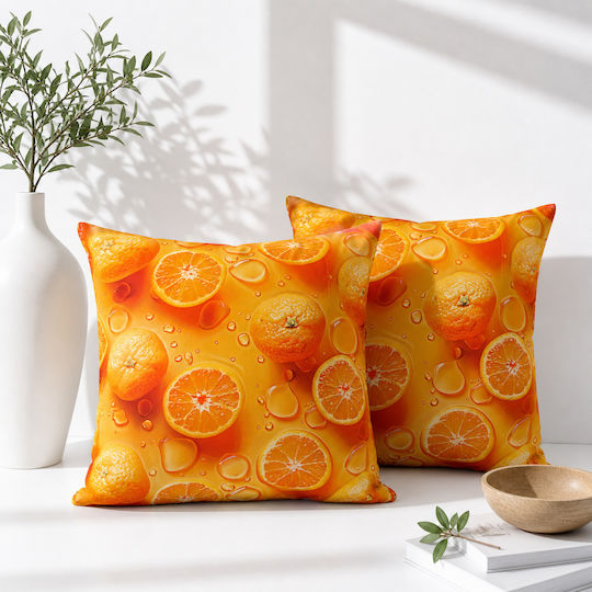 Kotonia Home Μαξιλάρι Καναπέ από 100% Βαμβάκι Πορτοκαλί 50x50εκ.