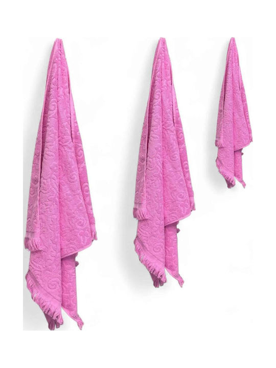 Olia Home Bath Towel Set 3pcs Pink Weight 500gr/m²