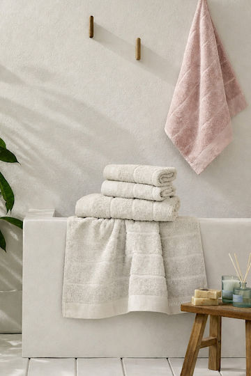 Nima Bath Towels Set 3 pcs Light Beige Weight 450gsm