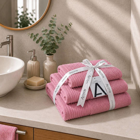 Astron Italy Bath Towels Set 3 pcs Pink Weight 550gsm