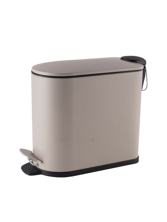 Eurocasa Metallic Toilet Brush and Basket Set Soft Close 5lt Beige