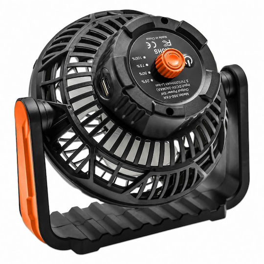 USB Ventilator mit Wasser und Beleuchtung und Powerbank 6W Orange