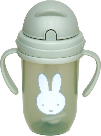Miffy Παιδικό Ποτηράκι με Χερούλι και Καλαμάκι από Πλαστικό Πράσινο 260ml για 6m+
