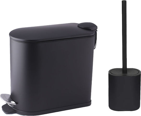 San Lorentzo Plastic Set perie de toaletă și coș de gunoi pentru baie Închidere lentă 5lt Negru San Lorentzo Plastic Set perie de toaletă și coș de gunoi pentru baie Închidere lentă 5lt Negru