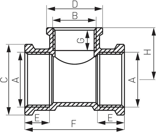Ferro Rohr-T-Stück Messing Reduzierende T-Stück 1" X 1-2" X 1" Gelb