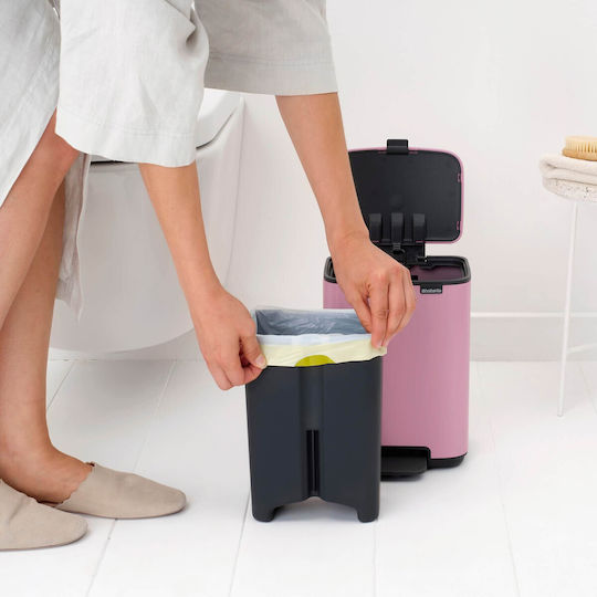 Brabantia Bo Pedal Πλαστικό Καλαθάκι Μπάνιου 4lt Ροζ