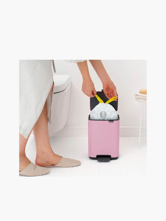 Brabantia Bo Pedal Plastic Bathroom Bin 4lt Pink