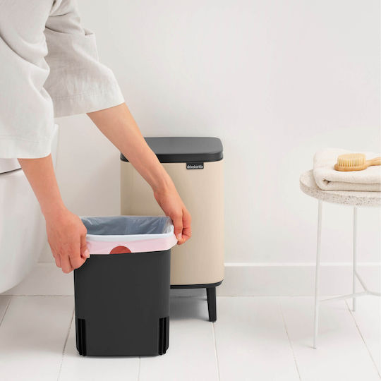 Brabantia Bo Small Hi Πλαστικό Καλαθάκι Μπάνιου 7lt Μπεζ