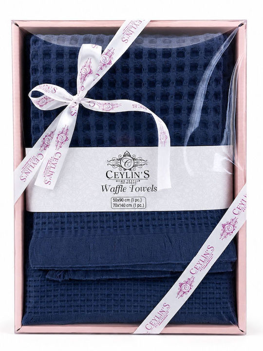 Rebeka Home Σετ Πετσέτες Μπάνιου 2τμχ Dark Blue