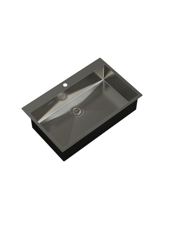 Helika Terra100M Ενθέτος Νεροχύτης Ιnox PVD Μ79xΠ45cm Brushed Gunmetal