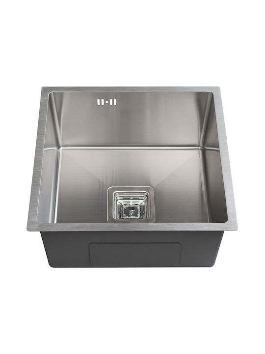 Inter Ceramic Drop-In Sink Inox with Faucet W44xD44cm Gray