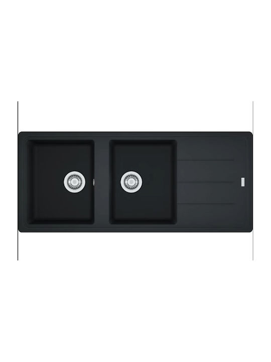 Franke Basis Bfg 621 1140284107 Drop-In Chiuvetă din Granit Sintetic L116xW50cm Onyx