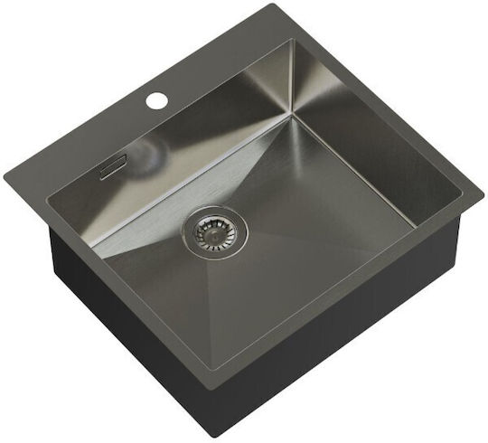 Helika Terra100N Drop-In Kitchen Sink Inox PVD L55xW50.5cm Brushed Gunmetal