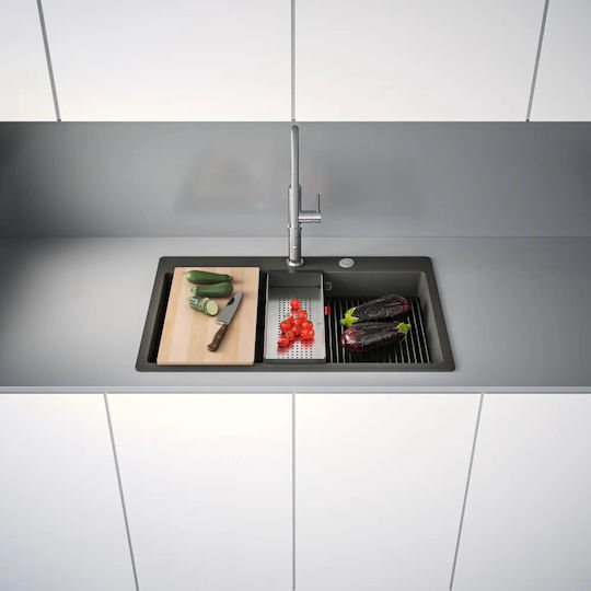 Franke Mythos Drop-In Küchenspüle aus Flüssigem Granit M79xP51cm Schiefergrau