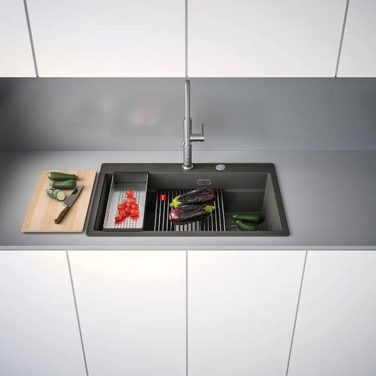 Franke Mythos Drop-In Küchenspüle aus Flüssigem Granit M79xP51cm Schiefergrau