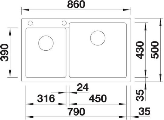 Blanco Infino Silgranit Puradur Ένθετος από Συνθετικό Γρανίτη Μ86xΠ50cm