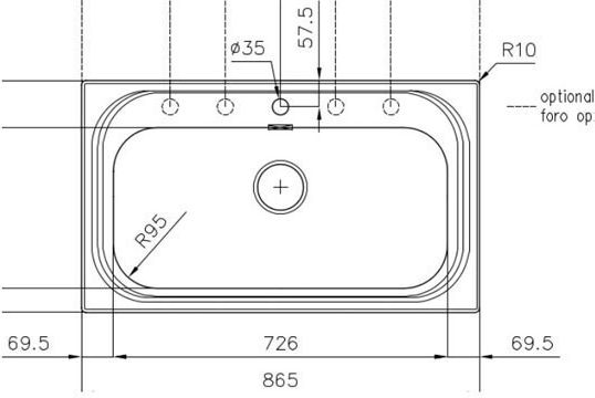 Foster Drop-In Sink Inox with Faucet W86.5xD50.5cm Gray