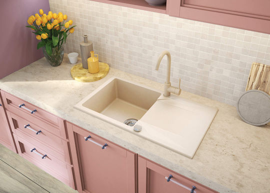 Deante Unterbau Küchenspüle aus Flüssigem Granit M78xB44cm Beige