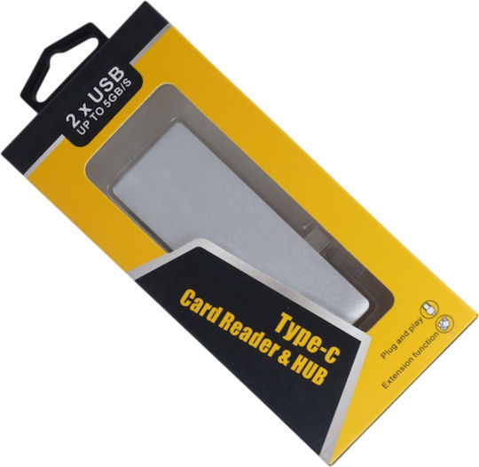 Type-c Ports Hub 4 Θυρών USB 3.1 με σύνδεση USB-C Γκρι
