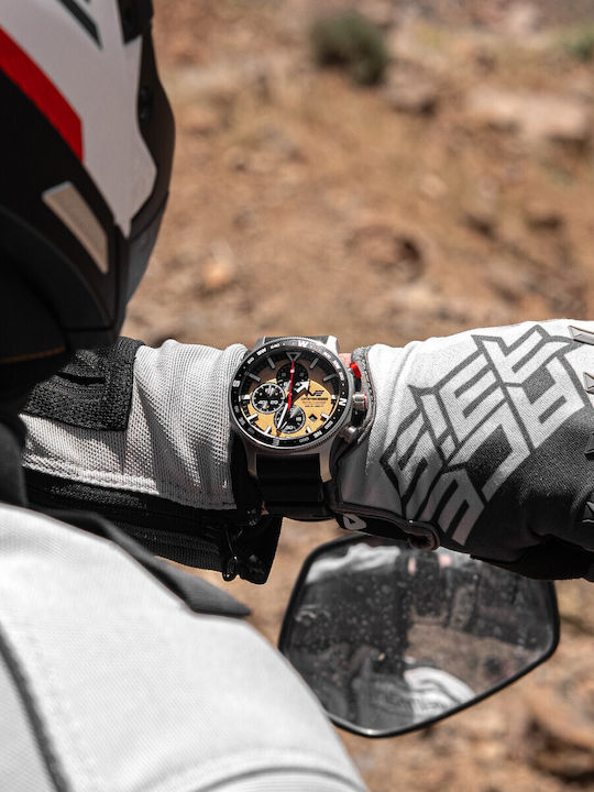 Vostok Europe Expedition Men's Chronograph Battery Watch with Black Rubber Strap