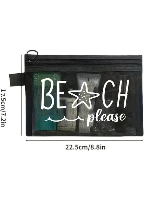 ShuShu Kulturbeutel Schwarz Tüpfelung Beach Please