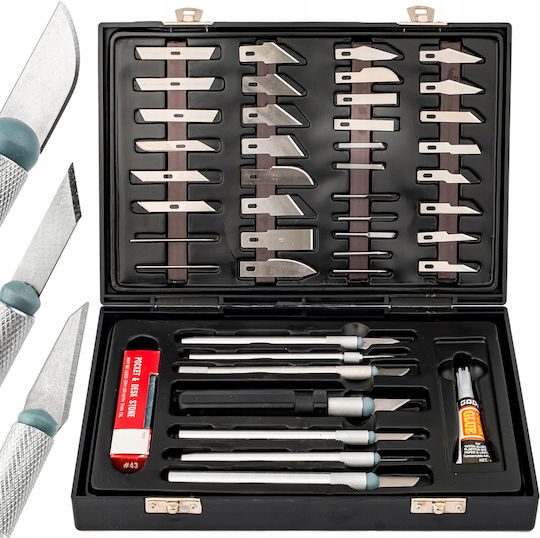 Set De Cuțite De Modelare Scalpel 56 Bucăți Lame De Precizie Falon-tech