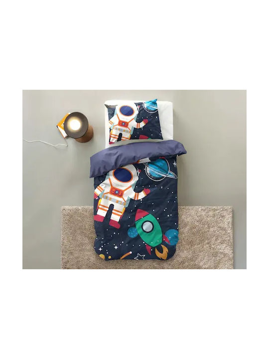 Sleeptime Set Cearceaf Pentru Copii Single Cu Față De Pernă Culoare Albastră 140x200 cm