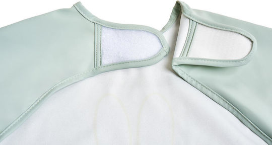 Miffy Fabric Baby Bib with Hoop & Loop Fastener, with Pocket & Sleeves Green for 6 Months+