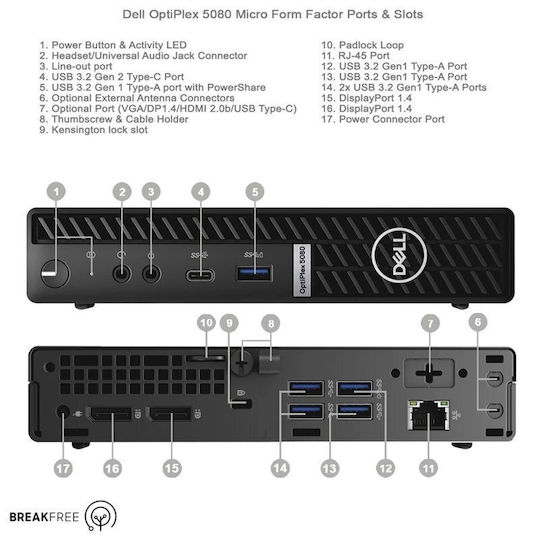 Dell Optiplex 5080 Refurbished Grade A (Core i5-10500T/16GB/256GB SSD/W11 Pro)