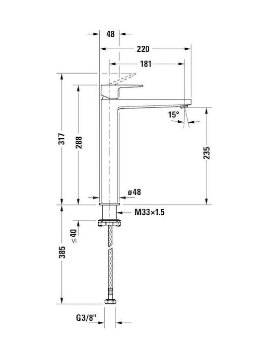 Duravit Αναμεικτική Μπαταρία Νιπτήρα Ψηλή Ασημί
