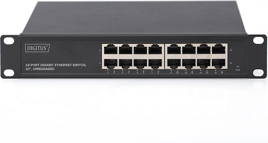 Digitus DN-80115-1 Unverwalteter L2 PoE Schalter mit 16 Gigabit (1Gbps) Ethernet-Ports